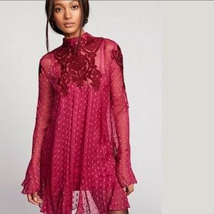 Free People Coquette Bell Sleeve Mini dress Sz M